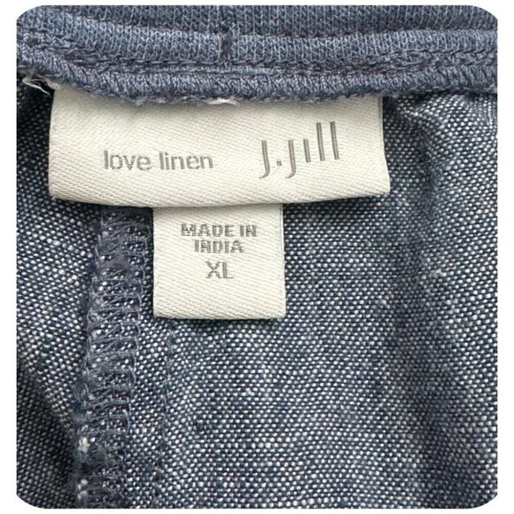 J.Jill Love Linen 100% Linen Denim Blue Pants Pull-On Pockets Women's Size XL - Picture 3 of 8